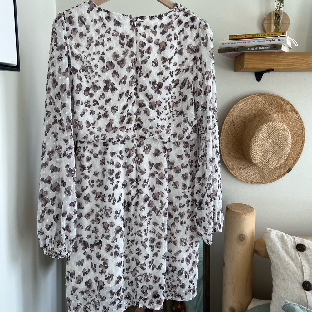 White, Brown, and Blue Watercolor Floral Dress - Gilli